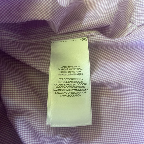 Polo Ralph Lauren Slim Fit Easy Care Dress Shirt Size 16 Button Up Purple Check - Picture 4 of 4